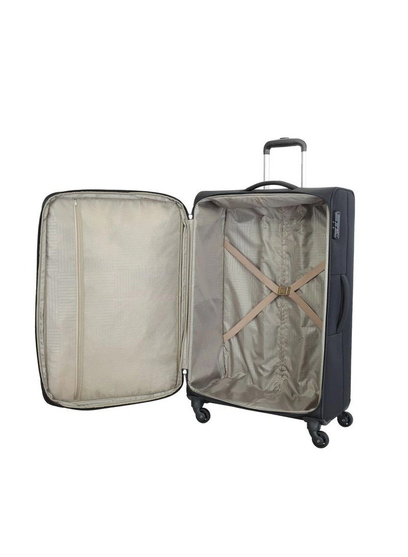 AMERICAN TOURISTER Seville Suitcase, Check-in Size 69 cm / 25 inch, 4 Wheels, Soft Top, Polyester, Black|TSA Lock|Front Storage Compartment|Inner Mesh Zippered Pocket - 3 Years International Warranty - Image 2